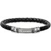 THOMAS SABO LB40-008-11 - Braccialetto in Pelle con Cinturino Nero in Argento Sterling, 16 cm, Pelle Argento Sterling