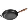 Staub Pans Padella con manico in legno - 28 cm, ghisa, Nero opaco