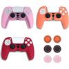 VPOUERY 3 Pezzi Per Controller PS5 Set di impugnature per la pelle Custodia protettiva in silicone antiscivolo per Playstation 5 Kit di accessori per controller wireless Fornito con 6 keycaps