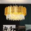 YZBEIMDAI Lampadario Moderno di Cristallo, Oro Lampada a Sospensione Rotonda di Cristallo, 9×E14 Portalampada Luce Pendolare per soggiorno, sala da pranzo