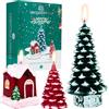 Deco Express Candele Albero di Natale, Set 3 Pz Casa Aull'albero Centrotavola, Decorazioni Natalizie, Idee Regalo Lunghe Ore di Combustione (Multi 3 Pezzi)