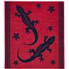 Delindo Lifestyle Telo mare in spugna Tropicale Geco rosso xxl, fatto di 100% cotone egiziano di alta qualità, misura grande 180x200 cm