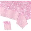 COSORO 2 Pezzi Brillante Tovaglia Plastica Rettangolare,137*274cm Sequins Tovaglia Antimacchia Impermeabile Rosa Grande,Tovaglie per Festa Decorazione Desktop per Festa di Compleanno Matrimonio Natale