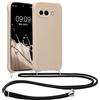 kwmobile Custodia Compatibile con Google Pixel 9a Cover - Back Case in Silicone TPU - Protezione Smartphone con Cordino - crema