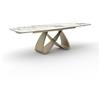 Konte.Design Tavolo allungabile DUBAI in vetroceramica effetto marmo Calacatta e base champagne, 180×90 - 260×90 cm