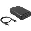 Amazon Basics Power Bank Portatile ad Alta Capacità con 3 Porte di Ricarica, 20000mAh, Colore Nero