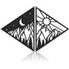 Peryiter 2 pezzi sole e luna decorazione da parete in metallo montagna foresta triangolo decorazione da parete linea moderna appeso regali decorazioni per bagno soggiorno cucina interni esterni