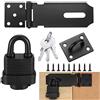 QOOSIKICC Lucchetto Hasp in ferro, Lucchetto Chiavistello con Chiusura a Viti, Chiusura Hasps con Chiave per Porta Giardino, Camera da Letto, Armadio, Cassetto (Nero)