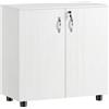 HOMCOM Mobiletto da Ufficio Multiuso con Serratura, Armadietto per Documenti con 2 Ante e Mensola Interna in Legno, Bianco, 80x40x80cm