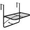 Outsunny Tavolino da Balcone Ringhiera Appeso Braccio con Ripiano Regolabile, Ferro, Nero 60 x 56.5 x 45 cm|Aosom