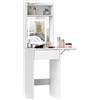 HOMCOM Tavolo da Trucco Compatto con Specchio e Illuminazione a LED, Piano Pieghevole, Mensole Aperte, Cassetto, MDF, Bianco | Aosom Italy