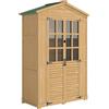 Outsunny Armadio da Giardino in Legno con Finestre Trasparenti, 128x57.5x197 cm, Marrone Chiaro | Aosom Italy