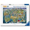 Ravensburger Puzzle 5000 Pezzi Mappa del Mondo Illustrata - Puzzle Adulti +14 anni, 153 x 102 cm, Puzzle per Adulti Super Esperti, Collezione 5000 Pezzi, Idee Regalo