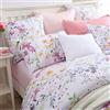 Brandream - Set di biancheria da letto reversibile con motivo floreale, per letto matrimoniale, con 1 copripiumino e 2 federe, colore rosa, grigio, verde, con stampa floreale e foglie