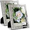ALLARTONLY Cornice per foto a specchio con diamanti schiacciati, cornice in cristallo argento per foto di dimensioni 20,3 x 25,4 cm, confezione da 2 pezzi, cornice da tavolo e cornice da parete. Bling Sparkle