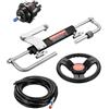 VEVOR Kit Sterzo Idraulico per Fuoribordo 90 CV Sistema di Sterzo Idraulico da Barche, Volante, Pompa del Timone, Cilindro Idraulico e 2 Tubi Flessibili per Imbarcazioni Monomotore a Stazione Singola