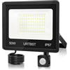 URTBST 50W Faretto LED da Esterno con Sensore di Movimento,5000LM Faretti LED Esterno con Sensore di Movimento,Faro LED IP67 impermeabile,7000K Bianco Freddo Faro LED Esterno per Garage,Giardino