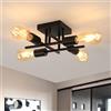 Pheashine Lampadario da Soffitto Industriale Plafoniera LED Vintage Nera 4 Luci, Lampada da Soffitto Moderna E27 per Soggiorno, Cucina, Camera