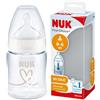 NUK First Choice+ biberon | 0-6 mesi | Controllo della temperatura | Ciuccio in silicone | Valvola anticolica | Senza BPA | 150 ml