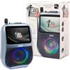 Canta Tu Karaoke PRO 2023 Karaoke Professionale Completo con Microfono Wireless, Display Touch, Connessione Wi-Fi, Effetti Vocali, Luci LED, Batteria Ricaricabile, Voice Changer, Blu