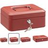 ARREGUI Elegant C9224 Cassetta di sicurezza con chiave per contare e trasportare denaro | Cassetta Portavalori in acciaio con vassoio Portamonete | Cassaforte portatile de 20 cm di larghezza | Rosso