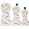 Andux PU strisce Tees Modello 3 Pacco/set Golf 460cc Driver Fairway Woods Club testa Copre (Bianco)