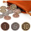 v2croft 30 monete in metallo per giochi da tavolo, gettoni oro argento con valore nominale (1, 5, 10) per giochi di ruolo da tavolo, monete del tesoro per giochi pirati, feste cosplay