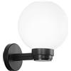 Intec APPLIQUE POLLY SFERA BIANCA MONTATURA NERA 1 LUCE ATTACCO E27 IP44 20X24CM