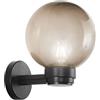 Intec APPLIQUE POLLY SFERA GRIGIA MONTATURA NERA 1 LUCE ATTACCO E27 IP44 20X24CM