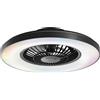 Intec PLAFONIERA LED VENTILATORE GARBIN NERO 40W 5500LM CCT DIMMERABILE CON TELECOMANDO RF INCLUSO E SPEAKER BLUETOOTH 15X54,5CM
