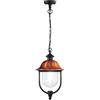 Intec SOSPENSIONE VENEZIA NERA E RAME 1 LUCE ATTACCO E27 IP44 25X110CM