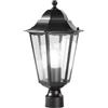 Intec TESTA PALO LANTERNA MILANO NERA CON CASSA DI CONNESSIONE IP44 1 LUCE ATTACCO E27 22X37,5CM ALLUMINIO E VETRO