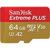 SANDISK - SCHEDE EXTREME PLUS MICROSDXC 64GB+ADATTATORE SD 200MB/S 90MB/S A2 C10 V3