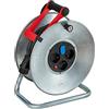 Brennenstuhl Avvolgicavo Silver Brico-250 con USB/avvolgitore elettrico a 3 prese corrente e 2 prese caricatore USB (interno, flange in metallo, cavo 25 m, prodotto in Francia) grigio medio