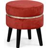BAKAJI Pouf Sgabello Rotondo Bordeaux Design Moderno Poggiapiedi Rivestimento Velluto