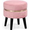 BAKAJI Pouf Sgabello Rotondo Rosa Design Moderno Poggiapiedi con Rivestimento Velluto