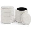 BAKAJI Set 2 Pouf Contenitori Rivestimento Bounclè Bianco Seduta Imbottita Ergonomica