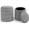 BAKAJI Set 2 Pouf Contenitori Rivestimento Bounclè Grigio Seduta Imbottita Ergonomica
