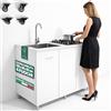 Shally Dogan Cucina Completa 120x60 cm Bianco con Piano Cottura 4 Fuochi Lavello Rubinetteria