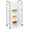 BAKAJI Carrello Portafrutta con 4 Cestelli Cestino in Plastica e Struttura in Metallo