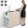 Shally Dogan Cucina Completa 120x60cm Olmo Piano Cottura 2 Fuochi Lavello con Rubinetteria