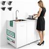 Shally Dogan Cucina Completa 120x60cm Bianco Piano Cottura 2 Fuochi Lavello con Rubinetteria