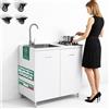Shally Dogan Cucina Completa 80x60cm Bianco Piano Cottura 2 Fuochi Lavello con Rubinetteria
