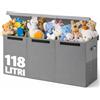 BAKAJI Contenitore Box 3 Scomparti Grigio Scatola Cesta Giocattoli Organizer Multiuso