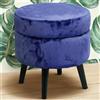 BAKAJI Pouf Contenitore Sgabello Cassapanca Poggiapiedi in Tessuto Velluto Blu 37x40