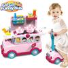 BAKAJI Cavalcabile Trolley Schoolbus Cucina Giocattolo Bambini 3in1 Luci Suoni Accessor