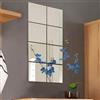 BAKAJI Set 8 Specchi Quadrati Mosaico Adesivi Specchio 15x15cm Decorazione Parete Casa