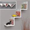 BAKAJI Mensola Parete Moderna Design Zig Zag Mensole Muro Scaffale 3 Ripiani Bianco