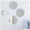 BAKAJI Set 4 Specchi Rotondi Mosaico Adesivi Specchio 20x20cm Decorazione Parete Casa
