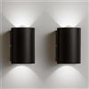 BAKAJI Set 2 Applique da Muro 2 Led Lampada a Parete Nero Luce Bianco Freddo 4x6.5x4cm